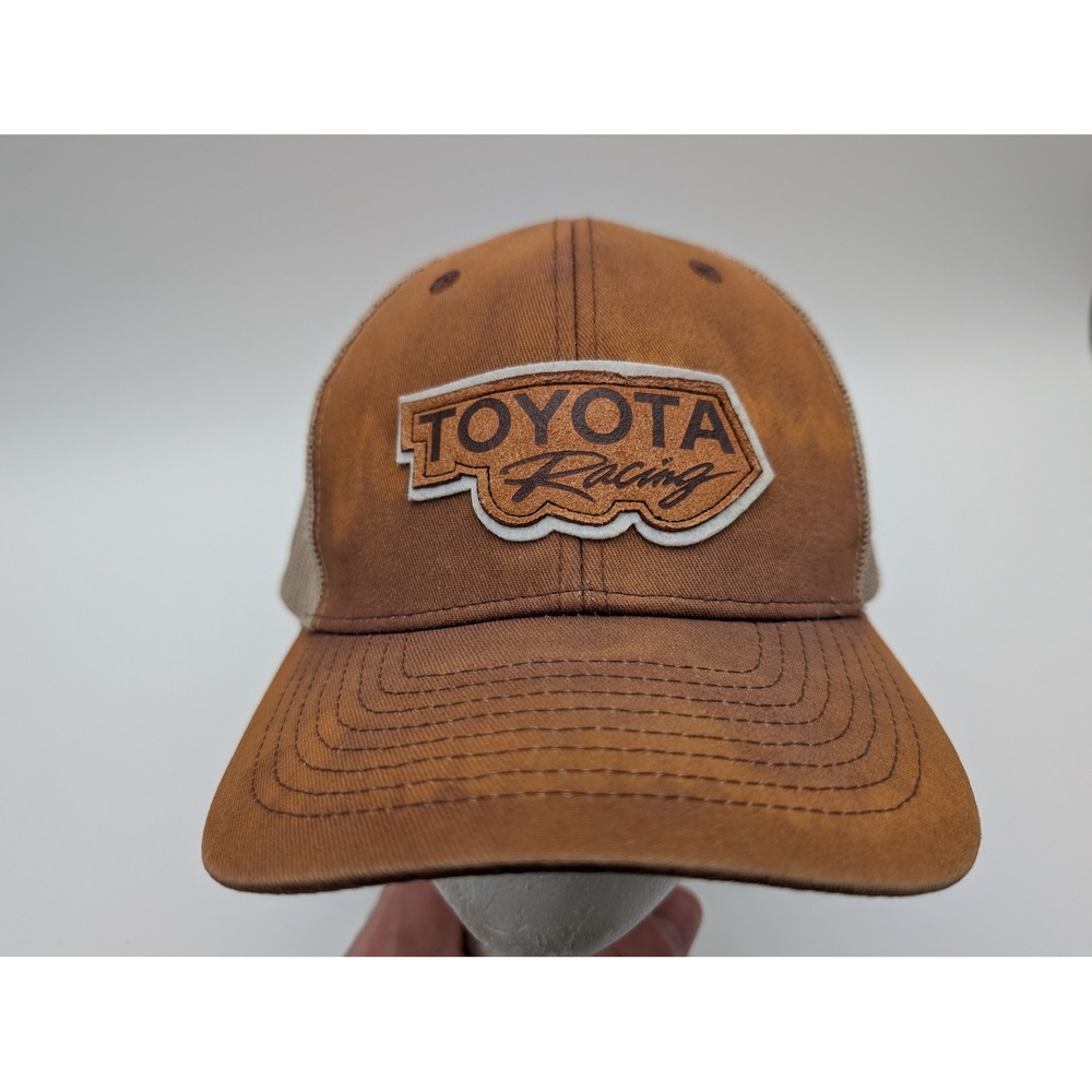 Toyota Racing Trucker Hat Brown Mesh Snapback Faded Sun Washed Adjustable Cap